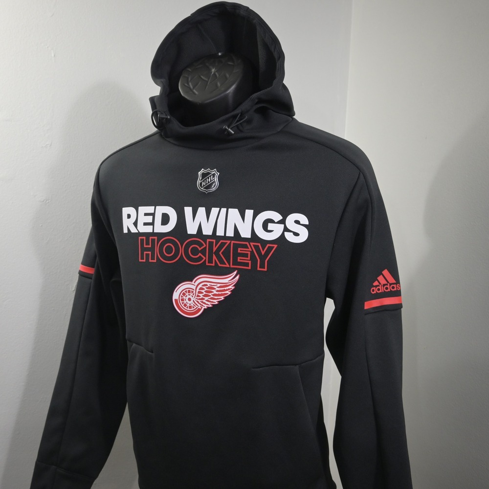 Adidas Detroit Red Wings Hockey Hoodie Mens S Black NHL Climawarm Pullover